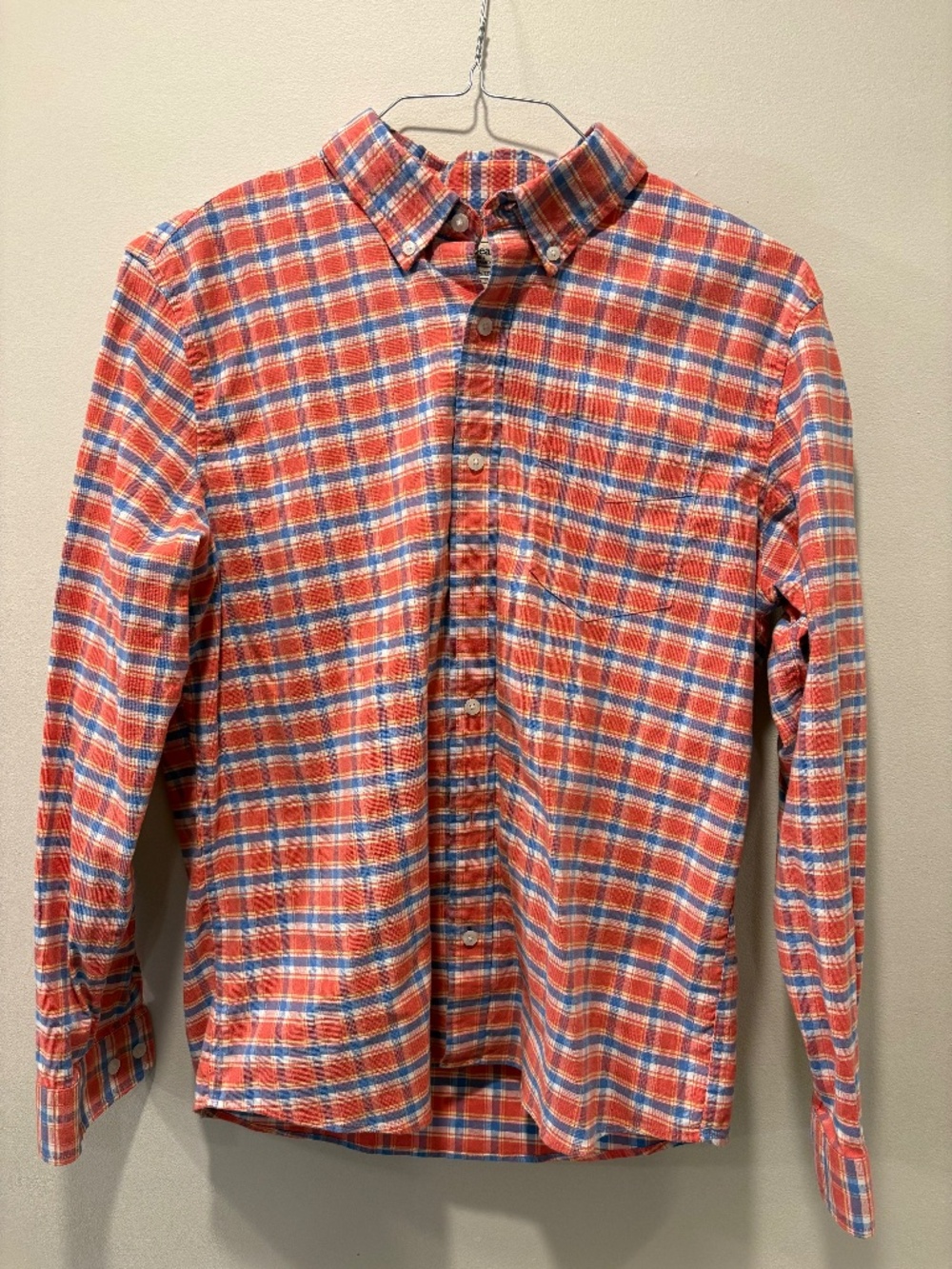 LL Bean Men's Comfort Stretch Oxford Slightly Fitted Plaid Long Sleeve Shirt